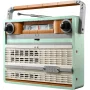 Mintgrünes LEGO Retro-Radio mit Teleskopantenne, Lautsprechergitter und orangem Senderwahlschalter