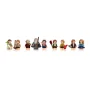 Neun LEGO Herr der Ringe Minifiguren aufgereiht: Legolas, Sam, Bilbo, Gandalf, Frodo, Merry, Pippin, Ted Sandyman und Rosie Cotton