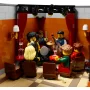 Intérieur du club de jazz LEGO avec 3 musiciens sur scène : chanteuse en robe jaune, batteur et contrebassiste, sous projecteurs Intérieur du club de jazz LEGO avec 3 musiciens sur scène : chanteuse en robe jaune, batteur et contrebassiste, sous projecteurs