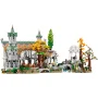 Vue d'ensemble du set LEGO Fondcombe avec bâtiments elfiques, tours vertes, pont en pierre, arbres dorés et personnages du Seigneur des Anneaux