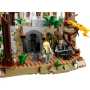 Vue détaillée du set LEGO Fondcombe : Legolas et Aragorn près d'une forge elfique avec arche de pierre, torches et végétation