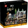 Boîte LEGO Fondcombe avec château elfique à tours vertes, pavillon blanc, arbres dorés et figurines du Seigneur des Anneaux