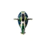 Vue de dessus du vaisseau Firespray de Jango Fett LEGO, montrant le cockpit ouvert et les ailes déployées