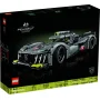 Boîte LEGO Technic montrant la PEUGEOT 9X8 grise avec détails verts, voiture de course Le Mans hybride assemblée