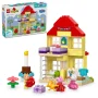 LEGO DUPLO yellow house with red roof featuring Peppa Pig, Suzy Sheep and Pedro Pony with birthday cake and gifts LEGO DUPLO yellow house with red roof featuring Peppa Pig, Suzy Sheep and Pedro Pony with birthday cake and gifts