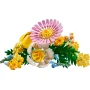 LEGO flower bouquet with pink daisy, yellow sunflower, white roses and green foliage on white background LEGO flower bouquet with pink daisy, yellow sunflower, white roses and green foliage on white background