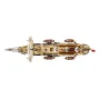 Top view of LEGO Endurance ship with three masts, detailed rigging and lifeboats on brown and beige deck