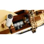 Overhead view of LEGO Endurance ship showing deck details with white funnel, rigging and brown brick structure