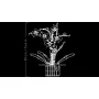 LEGO technical diagram showing white orchid with pot and 39 cm height dimensions on black background