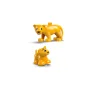 Orange LEGO adult lion standing and sitting lion cub with black stripes on white background Orange LEGO adult lion standing and sitting lion cub with black stripes on white background