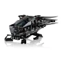 Ornitóptero Real Atreides LEGO montado, aeronave gris y negra con alas desplegadas y tren de aterrizaje, vista lateral