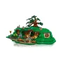 Vista general del set LEGO la Comarca con casas hobbit de puertas redondas, gran árbol central y colina verde Vista general del set LEGO la Comarca con casas hobbit de puertas redondas, gran árbol central y colina verde