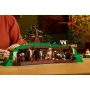 Vista general del set LEGO la Comarca con casas hobbit bajo colinas verdes, árbol y minifiguras en ambiente acogedor Vista general del set LEGO la Comarca con casas hobbit bajo colinas verdes, árbol y minifiguras en ambiente acogedor