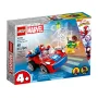 Scatola del set LEGO 10789 che mostra Spider-Man nella sua auto rossa e blu contro Dottor Octopus con tentacoli verdi