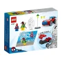 Scatola LEGO 10789 con Spider-Man e Dottor Octopus con auto rossa e blu, ragnatele e istruzioni di montaggio