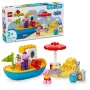 Set LEGO Duplo con barca blu e gialla, personaggi di Peppa Pig, castello di sabbia, ombrellone rosso e scatola Set LEGO Duplo con barca blu e gialla, personaggi di Peppa Pig, castello di sabbia, ombrellone rosso e scatola