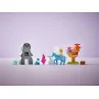 LEGO Frozen overzicht met Elsa op blauw paard, grijze steenreus, salamander Bruni, kristallen en kleurrijke fakkel
